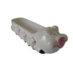 Vintage 1983 Ron Gordon Ceramic Mother Pig and Piglets Cookie Dish Cracker Dish